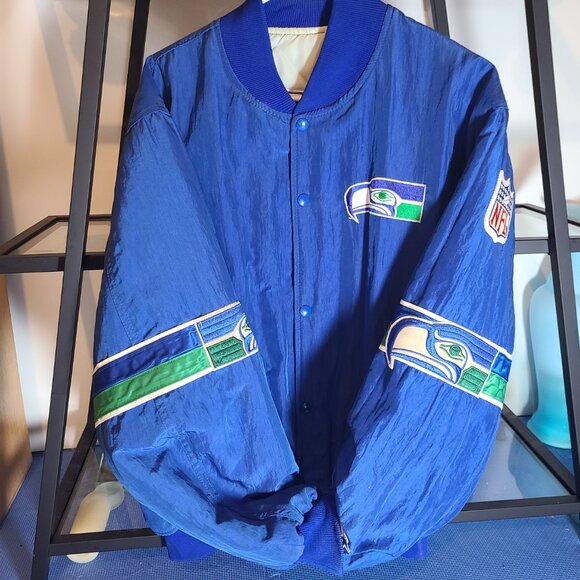 Vintage Seattle Seahawks Starter Pro Line Men’s Full Snap Bomber Jacket Size L - Picture 3 of 16
